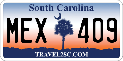 SC license plate MEX409