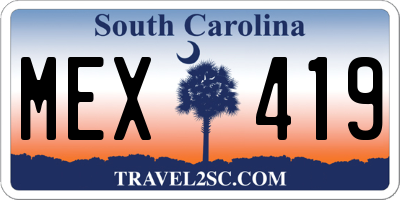 SC license plate MEX419