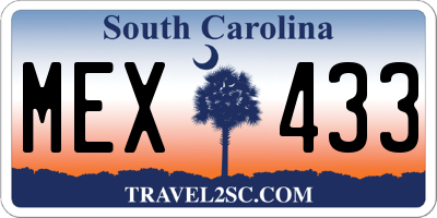 SC license plate MEX433