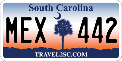 SC license plate MEX442