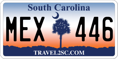 SC license plate MEX446