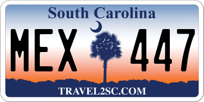 SC license plate MEX447