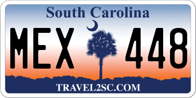 SC license plate MEX448