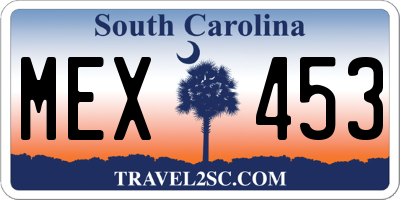 SC license plate MEX453