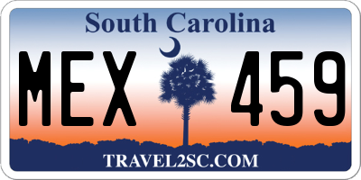 SC license plate MEX459
