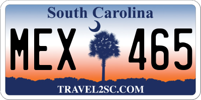 SC license plate MEX465