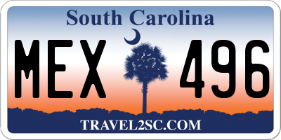 SC license plate MEX496