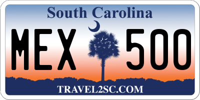 SC license plate MEX500