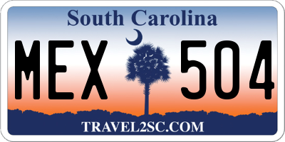 SC license plate MEX504