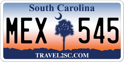 SC license plate MEX545
