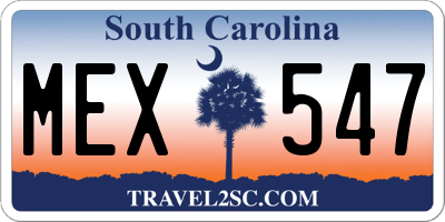 SC license plate MEX547