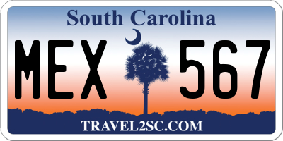 SC license plate MEX567