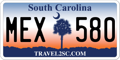 SC license plate MEX580