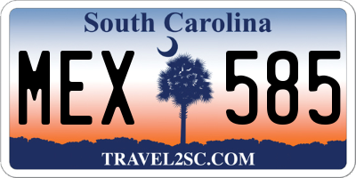 SC license plate MEX585