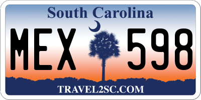 SC license plate MEX598