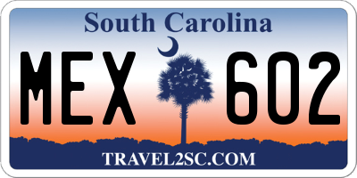 SC license plate MEX602