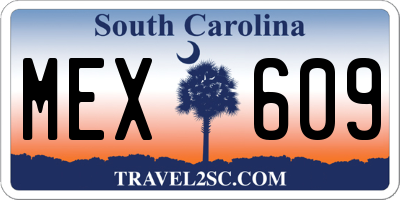 SC license plate MEX609