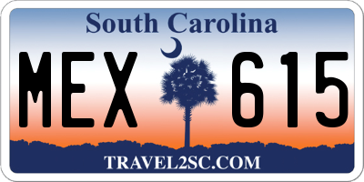 SC license plate MEX615