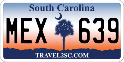 SC license plate MEX639