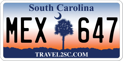 SC license plate MEX647