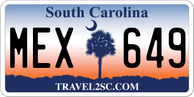SC license plate MEX649