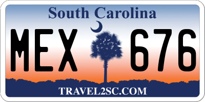 SC license plate MEX676