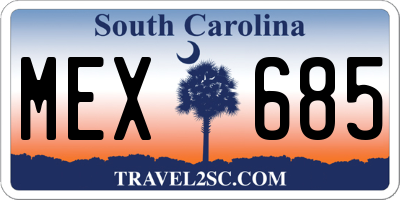 SC license plate MEX685
