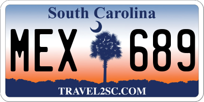 SC license plate MEX689