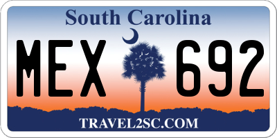 SC license plate MEX692