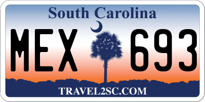 SC license plate MEX693