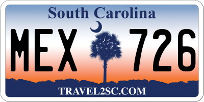 SC license plate MEX726