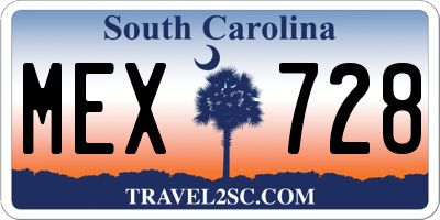 SC license plate MEX728