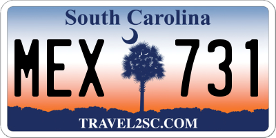 SC license plate MEX731
