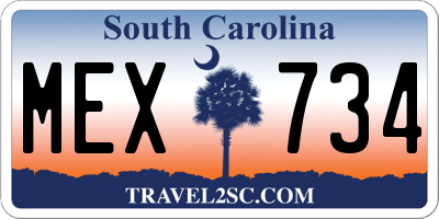 SC license plate MEX734