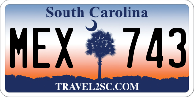 SC license plate MEX743