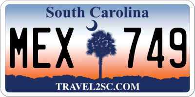 SC license plate MEX749