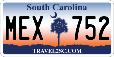 SC license plate MEX752