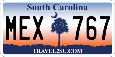 SC license plate MEX767