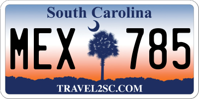 SC license plate MEX785