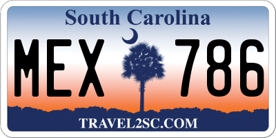 SC license plate MEX786