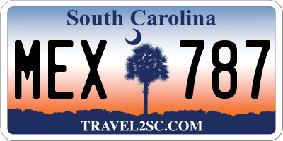 SC license plate MEX787