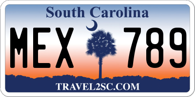 SC license plate MEX789