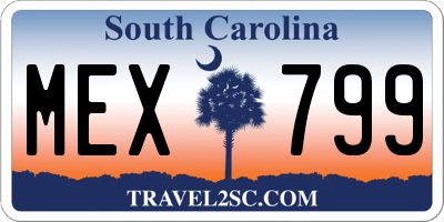 SC license plate MEX799