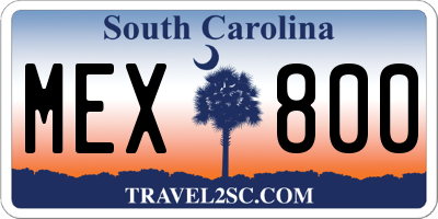 SC license plate MEX800