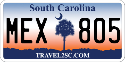 SC license plate MEX805