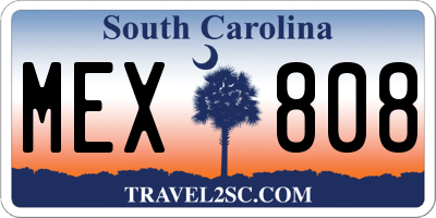 SC license plate MEX808