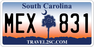 SC license plate MEX831