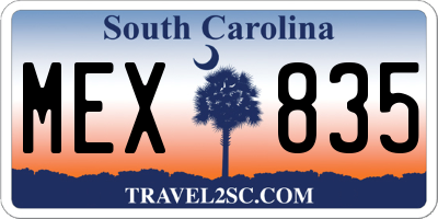 SC license plate MEX835