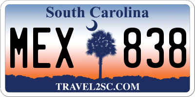 SC license plate MEX838