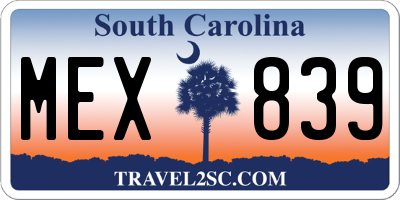 SC license plate MEX839
